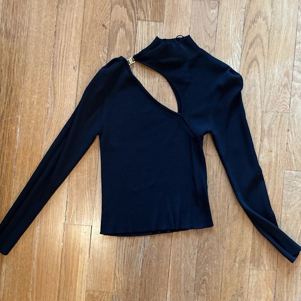 Zara Black Cut-Out Long Sleeve Top